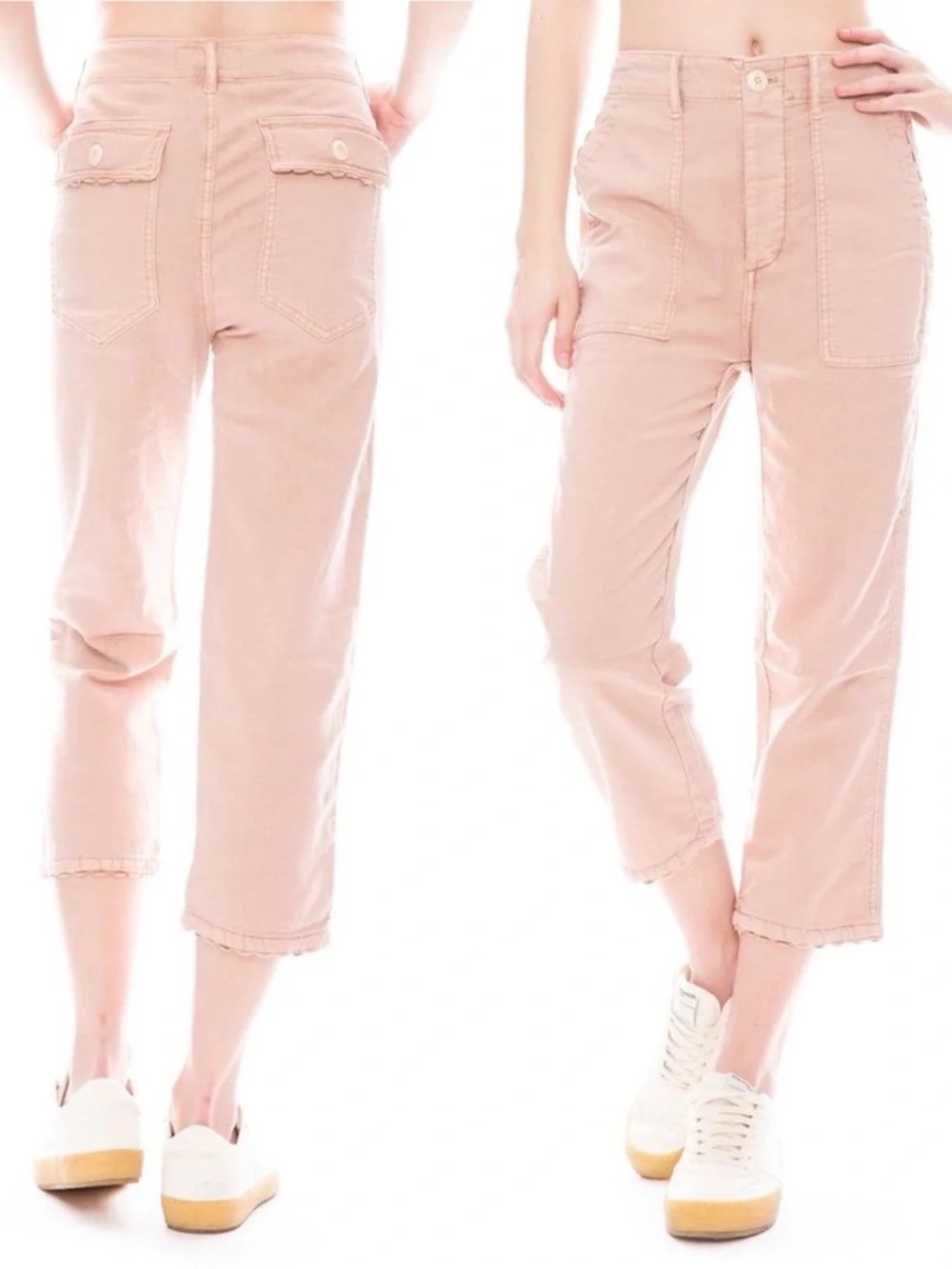 The Great. Ric rac crop pants, soft pink, 25(run large)
